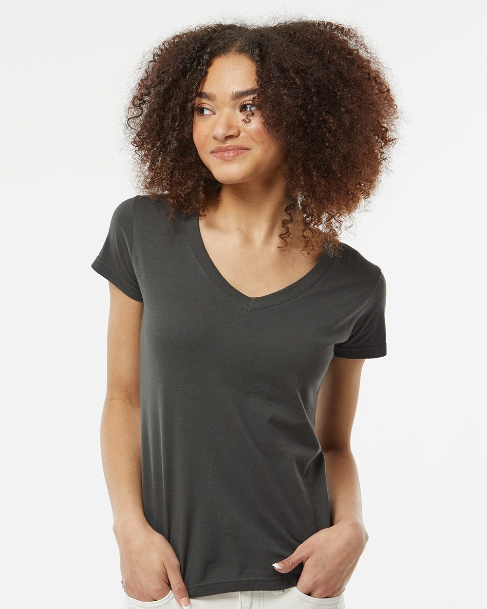 214 - Women's Fine Jersey V-Neck T-Shirt