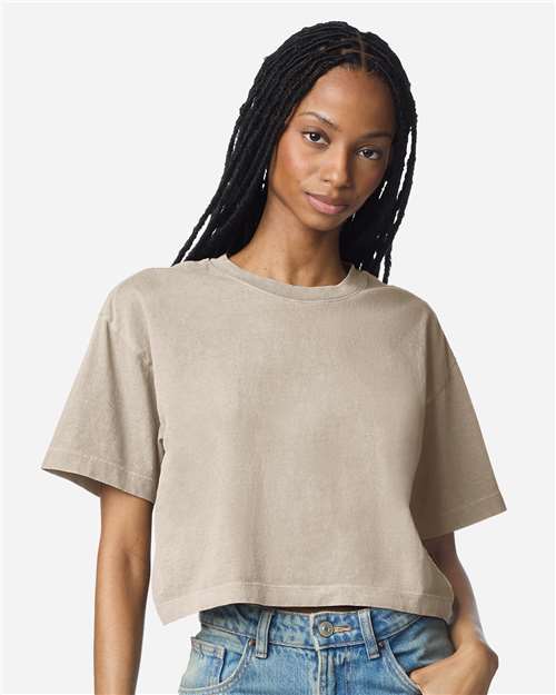 1302GD - Women's Heavyweight Cotton Garment-Dyed Boxy Cropped Tee