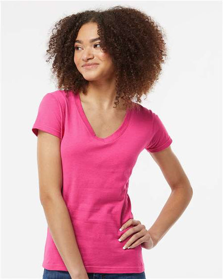 214 - Women's Fine Jersey V-Neck T-Shirt