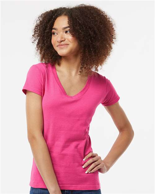 214 - Women's Fine Jersey V-Neck T-Shirt
