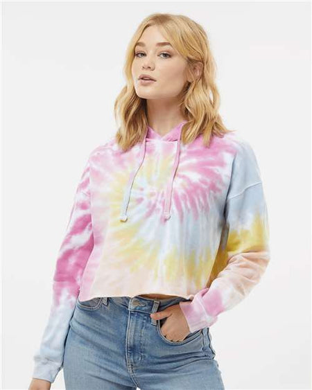 8333 - Women's Tie-Dyed Crop Hooded Sweatshirt